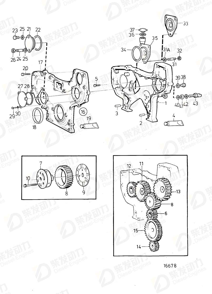 VOLVO Timing gear casing 465797 Drawing